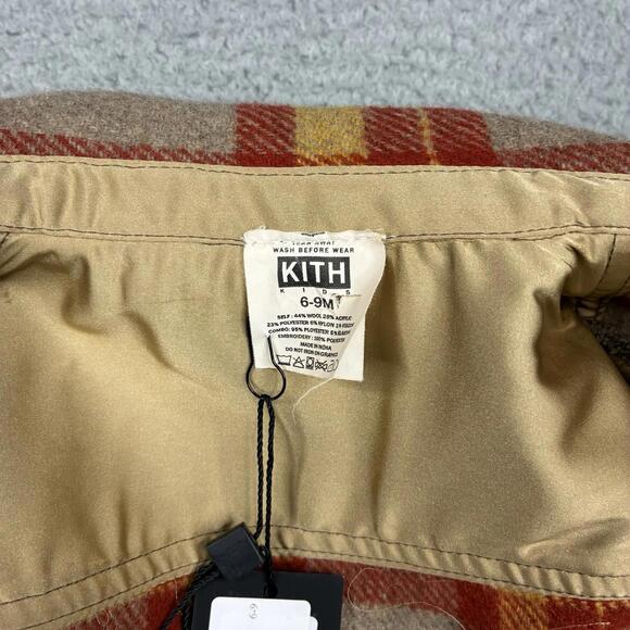 Kith Kids Ginza Wool Flannel Shirt 6–9M Red Plaid Button Up Streetwear NWT - Picture 4 of 8